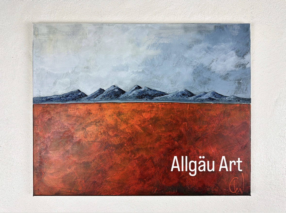 Acrylbild mit Bergmotiv in Layering-Optik